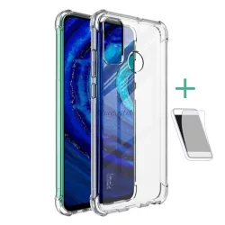   HUSĂ! - Protector de telefon din silicon IMAK (rezistență medie la impact, colț cu pernă de aer + folie de protecție a ecranului) TRANSPARENT Huawei P Smart (2020)