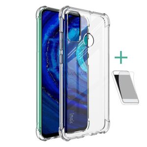 Protector de telefon din silicon IMAK (rezistență medie la impact, colț cu pernă de aer + folie de protecție a ecranului) TRANSPARENT Huawei P Smart (2020)