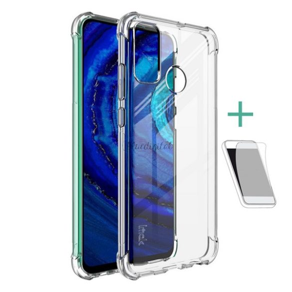 Protector de telefon din silicon IMAK (rezistență medie la impact, colț cu pernă de aer + folie de protecție a ecranului) TRANSPARENT Huawei P Smart (2020)