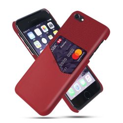  HUSĂ! - Protectie din plastic pentru telefon (rezistenta medie la impact, suport card bancar, invelis textil, spate cu efect piele) RED Apple iPhone 7 4.7, Apple iPhone 8 4.7, Apple iPhone SE (2020), Apple iPhone SE (2022)