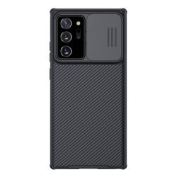   HUSĂ! - NILLKIN CAMSHIELD PRO protecție din plastic pentru telefon (ramă din silicon, rezistență medie la impact, protecție cameră, model cu dungi) NEGRU Samsung Galaxy Note 20 Ultra (SM-N985F), Samsung Galaxy Note 20 Ultra 5G (