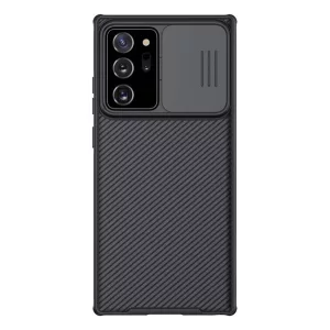 HUSĂ! - NILLKIN CAMSHIELD PRO protecție din plastic pentru telefon (ramă din silicon, rezistență medie la impact, protecție cameră, model cu dungi) NEGRU Samsung Galaxy Note 20 Ultra (SM-N985F), Samsung Galaxy Note 20 Ultra 5G (
