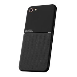   HUSĂ! - Protecție din plastic pentru telefon (cadru din silicon, rezistență medie la impact, placă metalică încorporată, spate cu efect de piele, model cu dungi) negru Apple iPhone 7 4.7, Apple iPhone 8 4.7, Apple iPhone SE 2 (2020), A