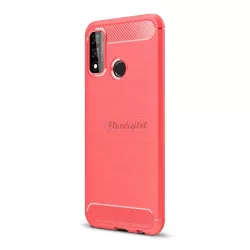   HUSĂ! - Protector din silicon pentru telefon (rezistență medie la impact, colț cu pernă de aer, periat, model carbon) ROȘU Huawei P Smart (2020)