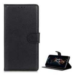   HUSĂ! - Husă stativă cu efect de piele (FLIP, deschidere laterală, suport pentru birou, premium) negru LG Velvet (G910E), LG Velvet 5G (G900N)