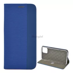   HUSĂ! - Carcasa in picioare, efect piele (FLIP, deschidere laterala, functie suport pentru masa, model textil) ALBASTRU DESCHIS Apple iPhone 12 Pro Max