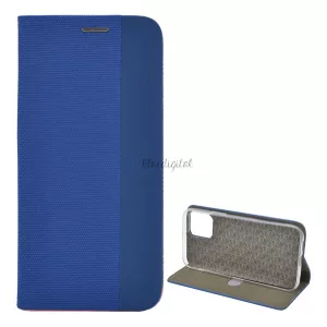 HUSĂ! - Carcasa in picioare, efect piele (FLIP, deschidere laterala, functie suport pentru masa, model textil) ALBASTRU DESCHIS Apple iPhone 12 Pro Max