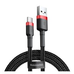   BASEUS CAFULE cablu de date (USB - Type-C, 2A, 20W, încărcător rapid PD 3.0, 200cm, șiret) NEGRU