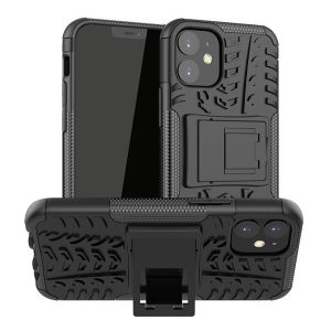 Defender protecțiede telefon din plastic (rezistent la impact mediu, interior silicon, model anvelope auto) negru Apple iPhone 12 mini