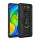 HUSĂ! - Defender protecțiede telefon din plastic (rezistent la impact mediu, interior din silicon, inel de titular de telefon, placă metalică încorporată) negru Xiaomi Redmi Note 9 (10X 4G)