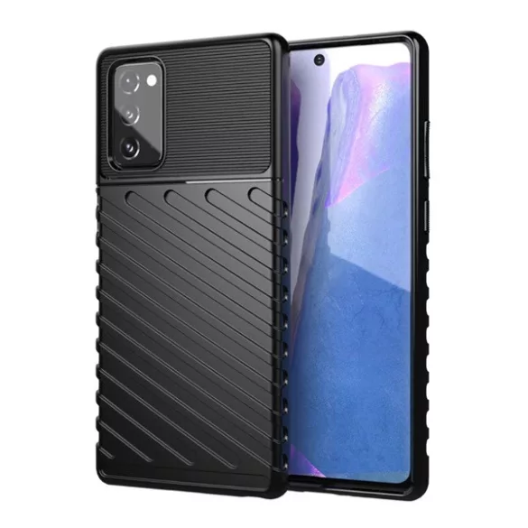 HUSĂ! - protecțiede telefon din silicon (rezistent la impact mediu, cu dungi, model convex) negru Samsung Galaxy Note 20 5G (SM-N981F), Samsung Galaxy Note 20 (SM-N980F)