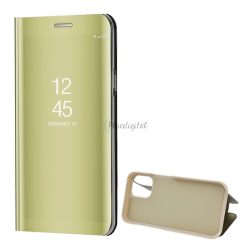   HUSĂ! - Husă în picioare (FLIP activ, deschidere laterală, funcție de suport pentru birou, suprafață oglindă, husă Mirror View) GOLD Apple iPhone 12 mini