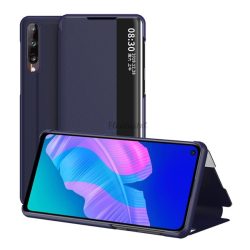   HUSĂ! - Husă în picioare, efect piele (FLIP, deschidere laterală, funcție de suport pentru desktop, afișare număr de telefon, fereastră de vizualizare) ALBASTRU ÎNCHIS Huawei P40 Lite E / Y7p