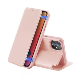  HUSĂ! - Husă DUX DUCIS SKIN X în picioare, efect piele (FLIP, deschidere laterală, suport de birou, suport pentru încărcare wireless) ROZ Apple iPhone 12, Apple iPhone 12 Pro