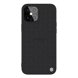   HUSĂ! - Protector de telefon din plastic NILLKIN TEXTURED (suprafață aspră, rezistență medie la impact, cadru din silicon, model 3D) NEGRU Apple iPhone 12 Pro Max