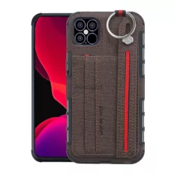   HUSĂ! - Protectie din silicon pentru telefon (rezistenta medie la impact, functie suport de masa, suport card bancar, spate textil + curea de la mana) MARO Apple iPhone 12 mini