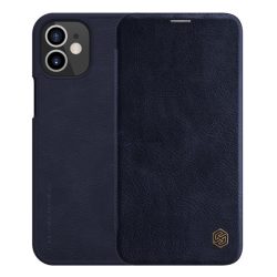   HUSĂ! - Husa NILLKIN QIN in picioare, efect piele (FLIP, deschidere laterala, suport card bancar) ALBASTRU INCHIS Apple iPhone 12 mini