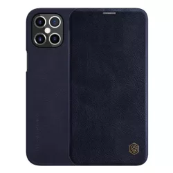   HUSĂ! - Husa NILLKIN QIN in picioare, efect piele (FLIP, deschidere laterala, suport card bancar) ALBASTRU INCHIS Apple iPhone 12 Pro Max