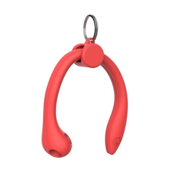 Suport din silicon (cârlig pentru ureche, anti-pierdere, compatibil cu Apple AirPods/Airpods 2/Airpods Pro/Freebuds 3) ROȘU