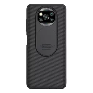 HUSĂ! - Protector de telefon din plastic NILLKIN CAMSHIELD (cadru din silicon, rezistenta medie la impact, protectie camera, dungi) NEGRU Xiaomi Poco X3 NFC