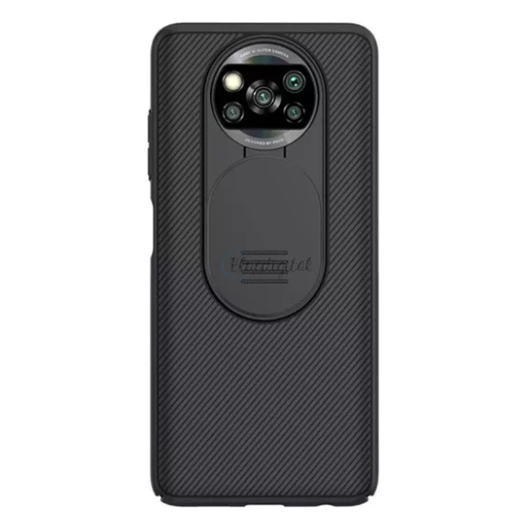 HUSĂ! - Protector de telefon din plastic NILLKIN CAMSHIELD (cadru din silicon, rezistenta medie la impact, protectie camera, dungi) NEGRU Xiaomi Poco X3 NFC