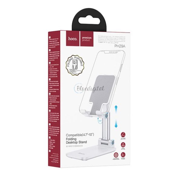 Suport de masă HOCO PH29A (suport, reglare înălțime, aluminiu, 65x110x165mm) ALB