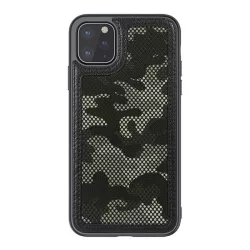   HUSĂ! - Protectie de telefon din plastic NILLKIN CAMO (efect piele, protectie camera, model teren) NEGRU Apple iPhone 12 Pro, Apple iPhone 12