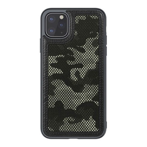Protectie de telefon din plastic NILLKIN CAMO (efect piele, protectie camera, model teren) NEGRU Apple iPhone 12 Pro, Apple iPhone 12