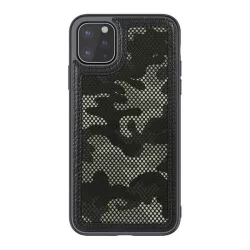   HUSĂ! - Protectie de telefon din plastic NILLKIN CAMO (efect piele, protectie camera, model teren) NEGRU Apple iPhone 12 Pro Max