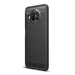   HUSĂ! - Husă silicon pentru telefon (rezistent la impact mediu, călcâi pernă de aer, model de carbon periat) negru Xiaomi Mi 10T Lite 5G