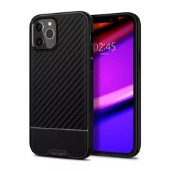   HUSĂ! - Protectie de telefon din silicon SPIGEN CORE ARMOR (rezistenta la impact mediu, protectie camera, model in dungi) NEGRU Apple iPhone 12 Pro Max