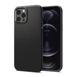   HUSĂ! - Protectie de telefon din silicon SPIGEN LIQUID AIR (rezistenta medie la impact, colt cu perna de aer, model romb) NEGRU Apple iPhone 12 Pro Max