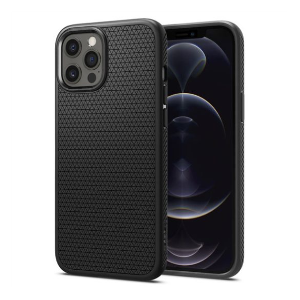 Protectie de telefon din silicon SPIGEN LIQUID AIR (rezistenta medie la impact, colt cu perna de aer, model romb) NEGRU Apple iPhone 12 Pro Max