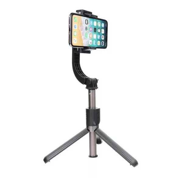 Stabilizator camera selfie stick bluetooth (funcție stand, reglabil, 86 cm + telecomandă fără fir) NEGRU