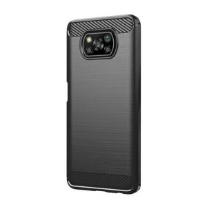 Husă silicon pentru telefon (rezistent la impact mediu, călcâi pernă de aer, model de carbon periat) negru Xiaomi Poco X3 NFC, Xiaomi Poco X3 Pro