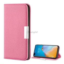   HUSĂ! - Husă în picioare, efect piele (FLIP, deschidere laterală, funcție suport pentru masă, magnetică, cataramă metalică elegantă, premium) ROZ Huawei P40 Pro 5G