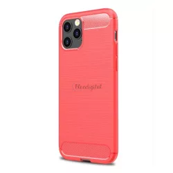   HUSĂ! - Protector de telefon din silicon (rezistență medie la impact, colț cu pernă de aer, periat, model carbon) RED Apple iPhone 12 Pro Max