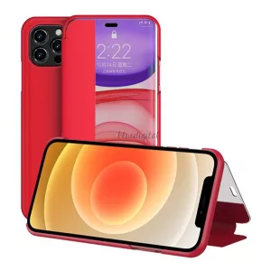 HUSĂ! - Carcasa in picioare, efect piele (FLIP, deschidere laterala, functie suport pentru masa, afisare numarul de telefon, fereastra de vizualizare) RED Apple iPhone 12 Pro Max