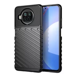   HUSĂ! - Husă silicon pentru telefon (rezistent la impact mediu, cu dungi, model convex) negru Xiaomi Mi 10T Lite 5G