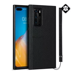   HUSĂ! - Protector de telefon din silicon (acoperire din piele naturala) NEGRU Huawei P40