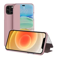   HUSĂ! - Husă în picioare, efect piele (FLIP, deschidere laterală, funcție de suport pentru birou, afișare număr de telefon, fereastră de vizualizare) ROZ Apple iPhone 12 Pro Max