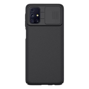 Protector de telefon din plastic NILLKIN CAMSHIELD (cadru din silicon, rezistenta medie la impact, protectie camera, dungi) NEGRU Samsung Galaxy M31s (SM-M317F)