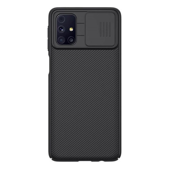 Protector de telefon din plastic NILLKIN CAMSHIELD (cadru din silicon, rezistenta medie la impact, protectie camera, dungi) NEGRU Samsung Galaxy M31s (SM-M317F)