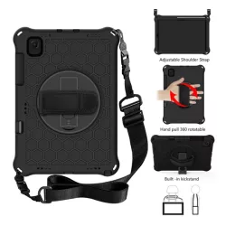   Protector de telefon din silicon Defender (rezistenta la impact, suport 360°, fagure + curea de mana, curea de umar) NEGRU Samsung Galaxy Tab S6 Lite 10.4 WIFI (SM-P610) 2020, Samsung Galaxy Tab S6 Lite 10.4 LTE (SM-P615) 2020, Samsung Galaxy Tab S6