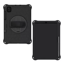   protecțiede telefon din silicon Defender (rezistent la impact mediu, suport la 360 °, model de fagure de miere + curea de mână) negru Samsung Galaxy Tab S6 Lite 10.4 WIFI (SM-P610) 2020, Samsung Galaxy Tab S6 Lite 10.4