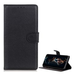   Husă în picioare, efect piele (FLIP, deschidere laterală, funcție de suport pentru birou, premium) NEGRU LG K22 (LMK200HM)