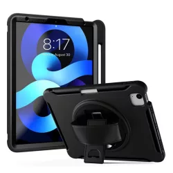   Protector de telefon din plastic Defender (rezistenta la impact, suport, 360°, suport creion + curea pentru incheietura) NEGRU Apple IPAD Air 2020 (Air 4), Apple IPAD Pro 11 (2018), Apple IPAD Air 2022