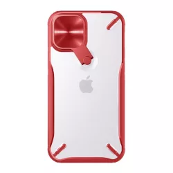   HUSĂ! - Protector de telefon din plastic NILLKIN CYCLOPS (rezistență medie la impact, colț cu pernă de aer, protecție pentru cameră, suport) ROȘU Apple iPhone 12, Apple iPhone 12 Pro