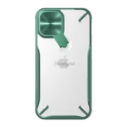   HUSĂ! - Protector de telefon din plastic NILLKIN CYCLOPS (rezistență medie la impact, colț cu pernă de aer, protecție pentru cameră, suport) VERDE ÎNCHIS Apple iPhone 12 Pro Max