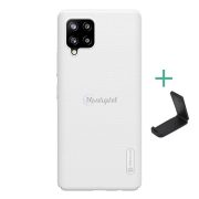   Protector de telefon din plastic NILLKIN SUPER FROSTED (cauciucat, suprafață aspră + suport de birou) ALB Samsung Galaxy A42 5G (SM-A425F)
